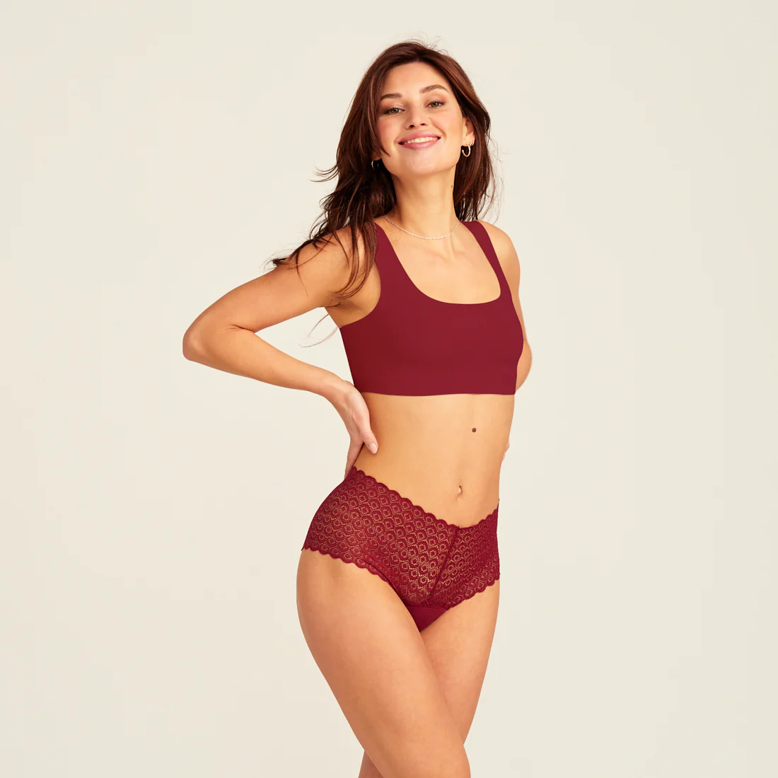 Highwaist Comfy Lace merlot - Image 3